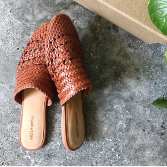 Anthropologie Shoes - Sold/ Anthropologie Lily Leather Handwoven Mule Sandal in Cognac Size 10